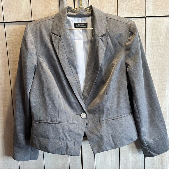VINTAGE GREY GIORGIO SANT’ANGELO WOMENS BLAZER W MOTHER OF PEARL BUTTONS Sz 18 - Picture 1 of 8